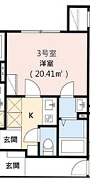Crecia薬円台 3階1Kの間取り