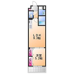 クリエオーレ南上町 2階1LDKの間取り