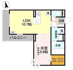 川越市新宿町1丁目アパート 1LDKの間取図画像