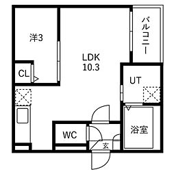 東松山市幸町アパート 1LDKの間取図画像