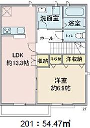ユアメゾン大塚 2階1LDKの間取り