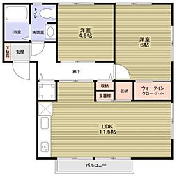 エステートピア荒井 2LDKの間取図画像