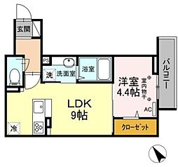 メゾンボヌール 1LDKの間取図画像