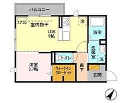 シャルマン 1LDKの間取図画像