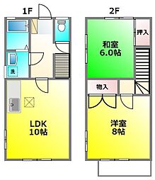 西武多摩川線 新小金井駅 徒歩11分の賃貸アパート 1階2LDKの間取り