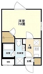 ウェルスクエアイズム奥沢 4階1Kの間取り