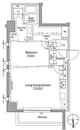 ザ・パークハビオ根岸三丁目 2階1LDKの間取り