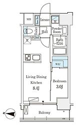 デュオフラッツ池袋 7階1LDKの間取り