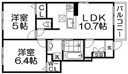 クラール倉治A 2LDKの間取図画像