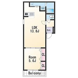 フジパレス市駅東イースト 1階1LDKの間取り