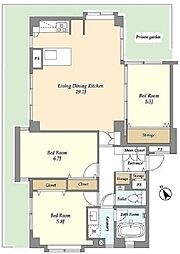 高輪ハイツ 1階3LDKの間取り