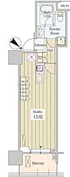 ユニゾンタワー東中野 1Kの間取図画像