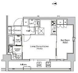 プラウドフラット外神田 1LDKの間取図画像