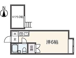 マノワールプペ 2階ワンルームの間取り