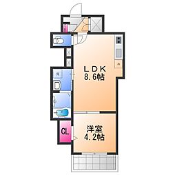 アトムハウス2号館 1LDKの間取図画像