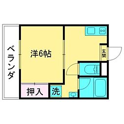 熊丸ビル 1Kの間取図画像