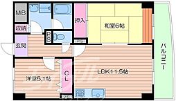 Osaka Metro長堀鶴見緑地線 鶴見緑地駅 徒歩10分の賃貸マンション 3階2LDKの間取り
