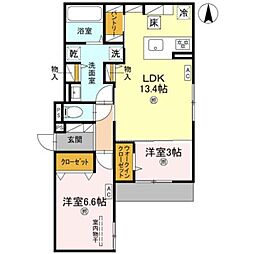 Osaka Metro今里筋線 新森古市駅 徒歩6分の賃貸アパート 1階2LDKの間取り