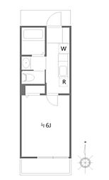 Espacio芝A 1Kの間取図画像