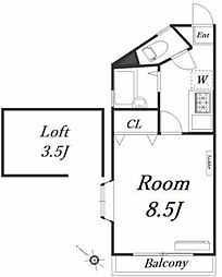 エヴァート保土ケ谷2 1Kの間取図画像