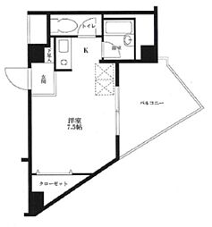 グリーンヒル中野 5階ワンルームの間取り