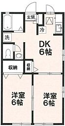 ラ・フィーネ 2DKの間取図画像
