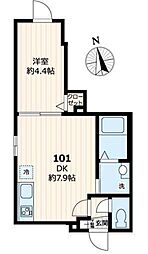 シグネチャープレイス 1階1DKの間取り