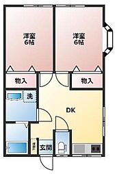 シャルマン 2DKの間取図画像
