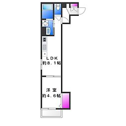ティアラ北巽 1LDKの間取図画像