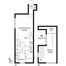 キングハウス吉祥寺A棟 1階1LDKの間取り
