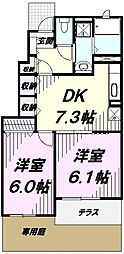 クラール・ブリーゼ1 2DKの間取図画像