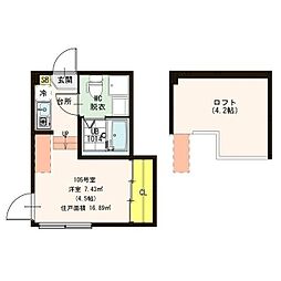 ハーモニーテラス柴又3 1Kの間取図画像