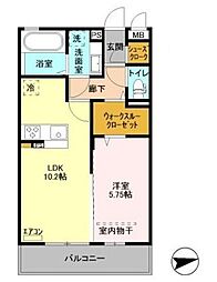 RザウバーII A棟 2階1LDKの間取り