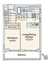 カスタリア初台2 1LDKの間取図画像