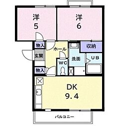 リヴィエールヤサキ 2DKの間取図画像