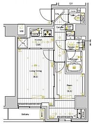 PREMIUM CUBE 両国DEUX 2階1LDKの間取り