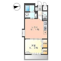モリオンパレス 5階1LDKの間取り