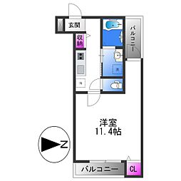 フジパレス長原5番館 1Kの間取図画像