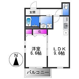 近鉄南大阪線 針中野駅 徒歩6分の賃貸アパート 1階1LDKの間取り