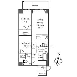 ブランズ渋谷常盤松 2LDKの間取図画像