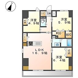 JR阪和線 和歌山駅 徒歩7分の賃貸マンション 9階3LDKの間取り