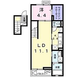 イーリスウィステリア 1LDKの間取図画像