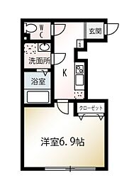 MQuarto瑞江II 1階1Kの間取り