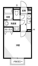 アムール ソレーユ メゾン 2階1Kの間取り
