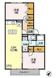 ラフィネ ＦＧ 1階2LDKの間取り
