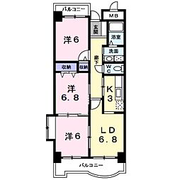 サンフローラ 4階3LDKの間取り