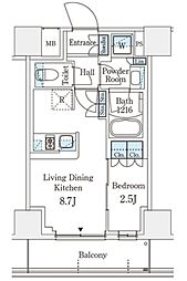 パークアクシス横浜阪東橋 4階1LDKの間取り