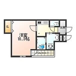 グラン・コリナ田辺 1Kの間取図画像