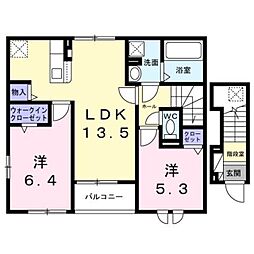 ココル 2LDKの間取図画像