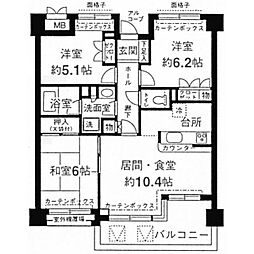 パティオス10番街 5階3LDKの間取り